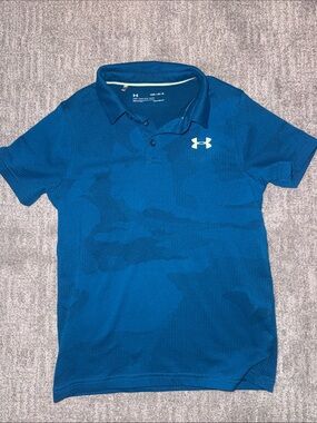 Under Armour Blue Short-Sleeve Polo with Logo